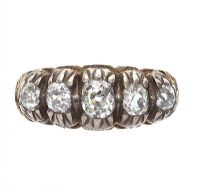 GOLD FIVE STONE DIAMOND RING at Ross's Online Art Auctions