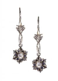 18CT WHITE GOLD DIAMOND SAPPHIRE DROP EARRINGS at Ross's Online Art Auctions