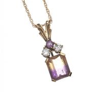 9CT GOLD AMETRINE AND DIAMOND NECKLACE at Ross's Online Art Auctions