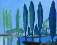 TREES BY THE LOUGH by Markey Robinson at Ross's Online Art Auctions
