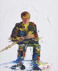 PLAYING THE PIPES by Darren Paul at Ross's Online Art Auctions