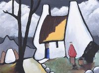 STANDING BY THE WHITE COTTAGE by Irish School at Ross's Online Art Auctions
