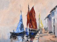 QUAYSIDE BOATS by Niall Campion at Ross's Online Art Auctions
