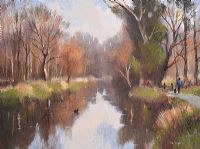 A STROLL BY THE RIVER by Tom Stephenson at Ross's Online Art Auctions