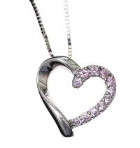 9CT WHITE GOLD HEART-SHAPED NECKLACE at Ross's Online Art Auctions