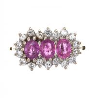 18CT GOLD PINK SAPPHIRE AND DIAMOND RING at Ross's Online Art Auctions