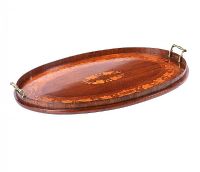 EDWARDIAN INLAID MAHOGNAY TWO HANDLED TRAY at Ross's Online Art Auctions