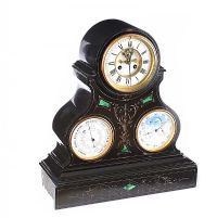 VICTORIAN SLATE CLOCK BAROMETER at Ross's Online Art Auctions