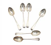 SET OF SIX SILVER DESSERT SPOONS at Ross's Online Art Auctions