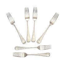 SET OF SIX SILVER DINNER FORKS at Ross's Online Art Auctions