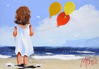 YOUNG GIRL WITH BALLOONS by Michelle Carlin at Ross's Online Art Auctions