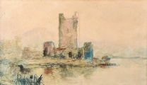 CASTLE BY THE LOUGH by Alexander Williams RHA at Ross's Online Art Auctions
