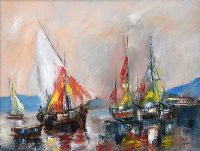 CLUSTERED BOATS by Niall Campion at Ross's Online Art Auctions