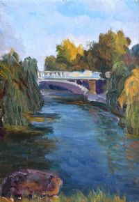 BRIDGE OVER THE RIVER by Russian School at Ross's Online Art Auctions
