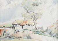 THATCHED COTTAGES IN THE GLENS by James Stanley Prosser RUA at Ross's Online Art Auctions