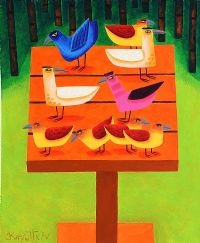 THE BIRD TABLE by Graham Knuttel at Ross's Online Art Auctions