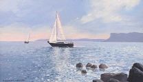 SUMMER SAILING OFF FAIRHEAD, COUNTY ANTRIM by Gregory Moore at Ross's Online Art Auctions