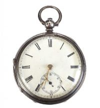STERLING SILVER OPEN-FACED POCKET WATCH at Ross's Online Art Auctions