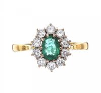 
18CT GOLD EMERALD AND DIAMOND CLUSTER RING at Ross's Online Art Auctions