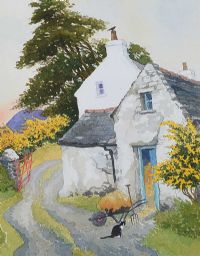 COTTAGE NEAR CARNDONAGH by James Macintyre RUA at Ross's Online Art Auctions
