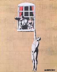 HOLDING ON by Banksy at Ross's Online Art Auctions