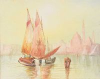 FISHING BOAT ON THE GRAND CANAL by Italian School at Ross's Online Art Auctions