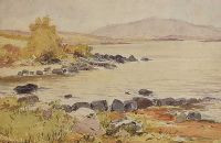 ROWING BOAT BY THE LOUGH by Theo J. Gracey RUA at Ross's Online Art Auctions
