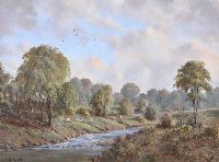BALLINDERRY RIVER, COUNTY ANTRIM by David Overend at Ross's Online Art Auctions