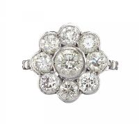 18CT WHITE GOLD DIAMOND FLORAL CLUSTER RING at Ross's Online Art Auctions