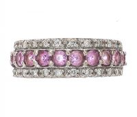 18CT WHITE GOLD PINK SAPPHIRE AND DIAMOND RING at Ross's Online Art Auctions