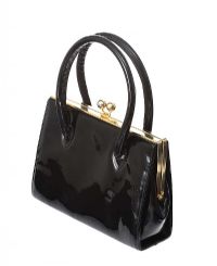 RUSSELL AND BROMLEY BLACK PATENT LEATHER BAG at Ross's Online Art Auctions