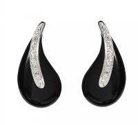 9CT WHITE GOLD DIAMOND AND ONYX EARRINGS at Ross's Online Art Auctions