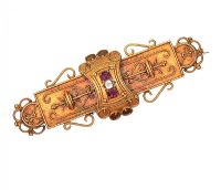VICTORIAN 15CT GOLD RUBY AND DIAMOND BROOCH at Ross's Online Art Auctions