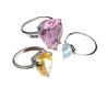 THREE SILVER-TONE METAL AND COLOURED CRYSTAL DRESS RINGS at Ross's Online Art Auctions