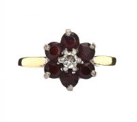 18CT GOLD DIAMOND AND GARNET RING at Ross's Online Art Auctions