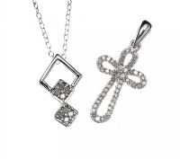 
TWO STERLING SILVER DIAMOND-SET PENDANTS,ON A STERLING SILVER CHAIN at Ross's Online Art Auctions