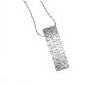 STERLING SILVER LEAF PRINT PENDANT AND CHAIN BY DESIGNER JILL GRAHAM at Ross's Online Art Auctions