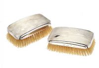 PAIR OF STERLING SILVER BACKED BRUSHES AND COMB WITH FITTED BOX at Ross's Online Art Auctions