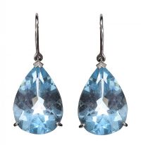18CT WHITE GOLD BLUE STONE EARRINGS at Ross's Online Art Auctions