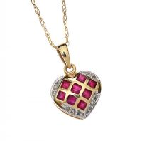 9CT GOLD RUBY HEART NECKLACE at Ross's Online Art Auctions