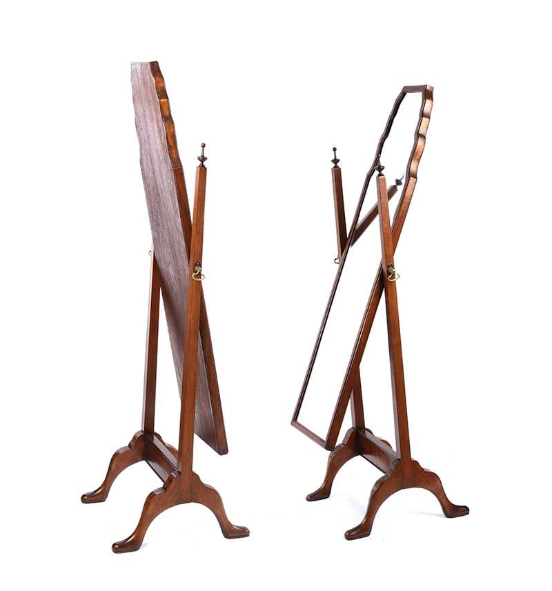 PAIR OF MAHOGANY CHEVAL MIRRORS at Ross's Online Art Auctions