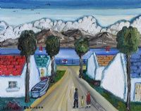 VILLAGE SCENE by Patrick Robinson at Ross's Online Art Auctions