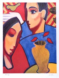 LOVERS WITH BIRD by Paul Kerr at Ross's Online Art Auctions