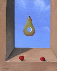 LEVITATING PEAR WITH CHERRIES by Kevin Meehan at Ross's Online Art Auctions