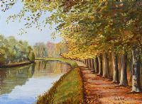 PATH BY THE RIVER, AUTUMN by Nuala Corr at Ross's Online Art Auctions