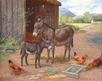 FARM YARD WITH DONKEYS by Stanley McCormick at Ross's Online Art Auctions