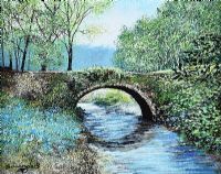 BLUEBELLS BY THE OLD BRIDGE by Andy Saunders at Ross's Online Art Auctions