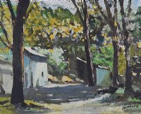 IN THE SHADE BY THE TREES by J.A. Moore at Ross's Online Art Auctions