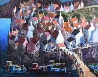 FISHING VILLAGE ROOFTOPS by George Callaghan at Ross's Online Art Auctions