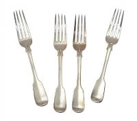 FOUR SILVER FORKS LONDON 1844 at Ross's Online Art Auctions